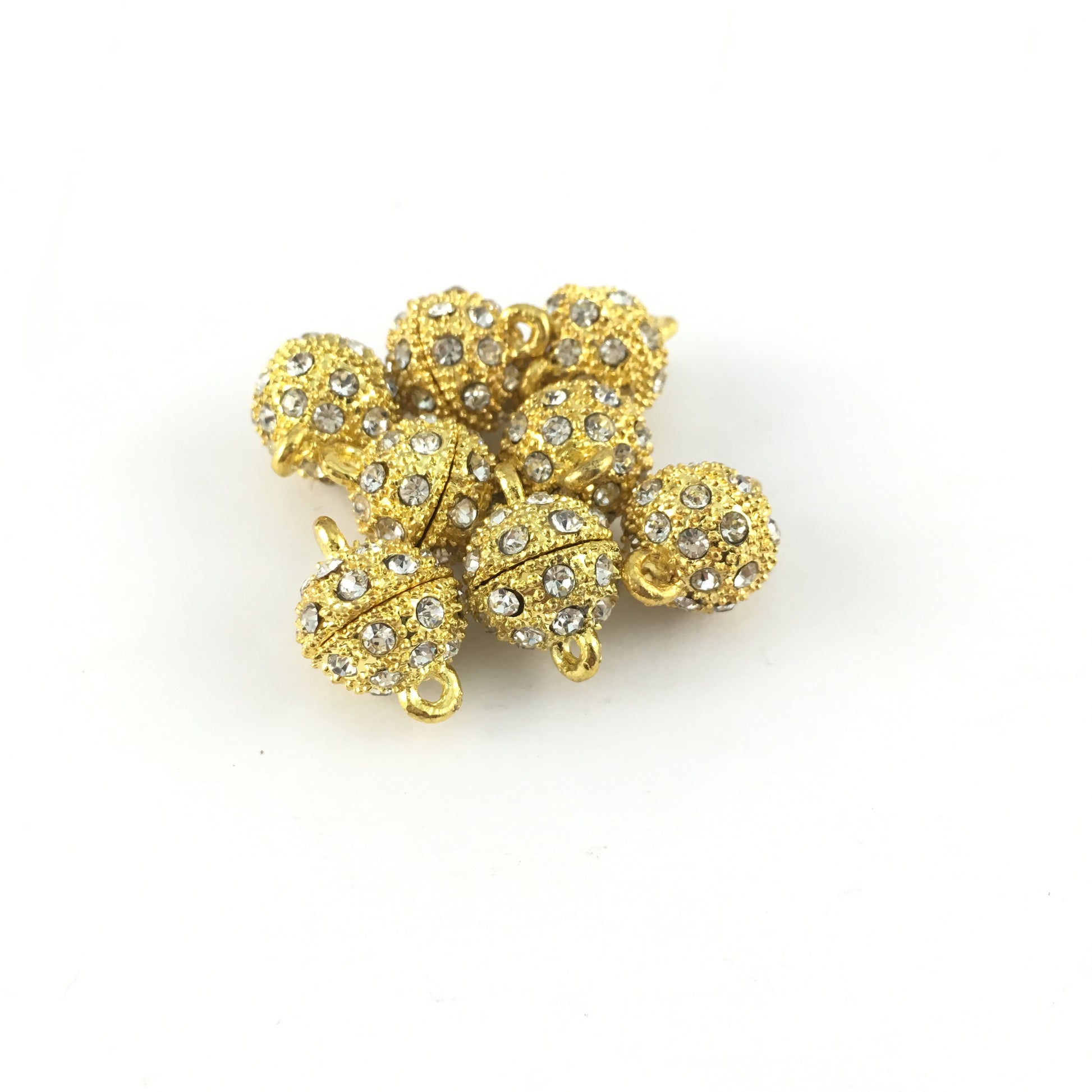 14mm CZ Magnetic Lock 2 Sets, Gold | Bellaire Wholesale