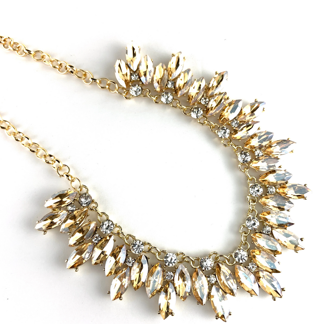 Elegant Crystal Necklace with Big Stones, Gold | Bellaire Wholesale