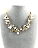 Elegant Mixed Shape Crystal Necklace, Clear Stones