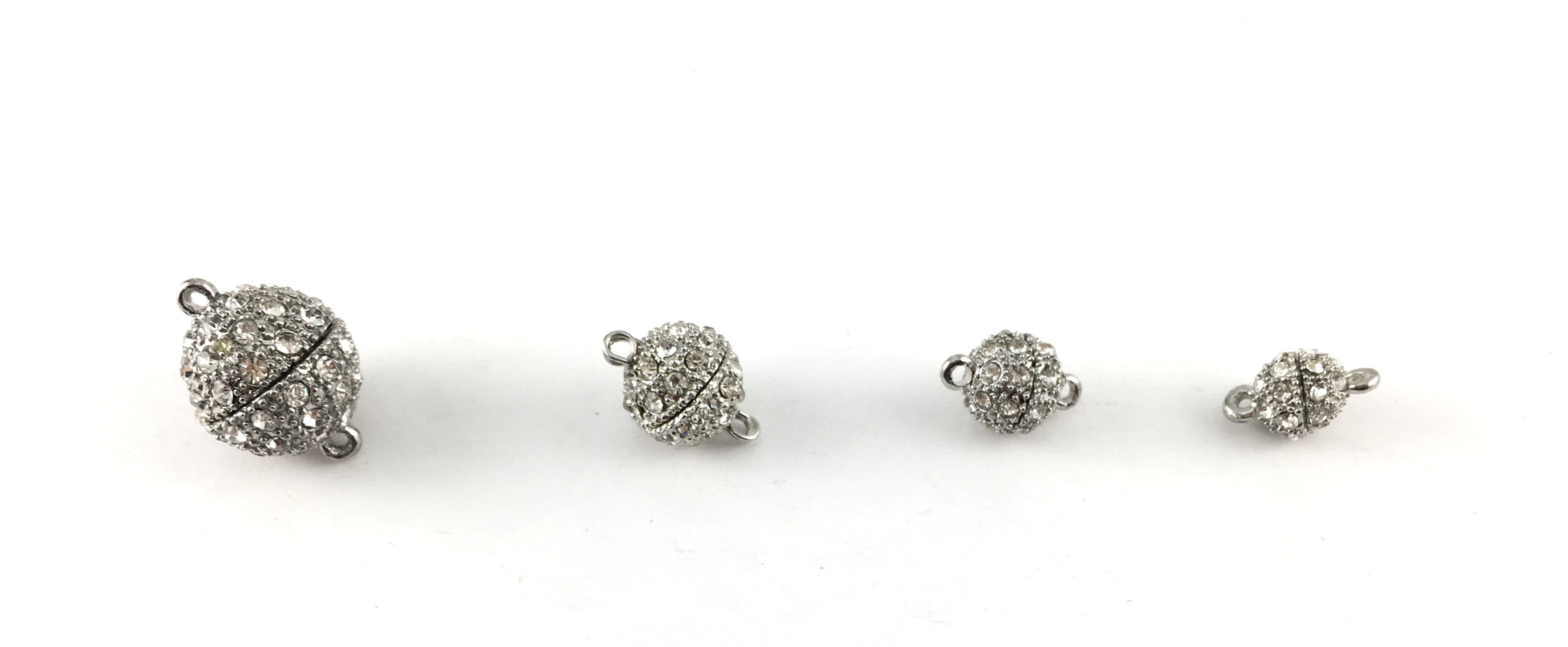 8mm CZ Magnet Lock 2 Sets, Rhodium | Bellaire Wholesale