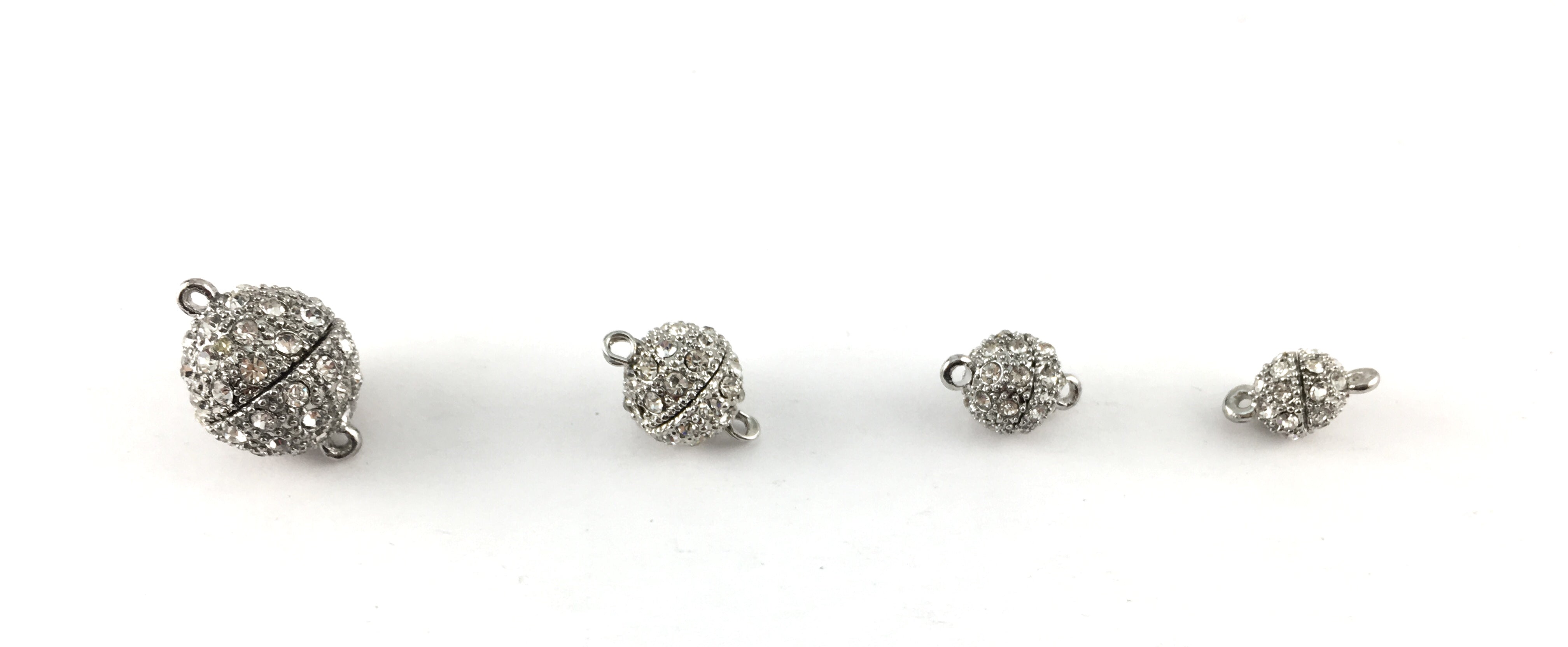 10mm CZ Magnetic Jewelry Lock 2 Sets, Rhodium | Bellaire Wholesale