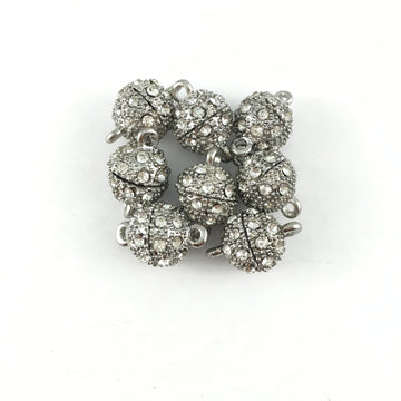 8mm CZ Magnet Lock 2 Sets, Rhodium | Bellaire Wholesale