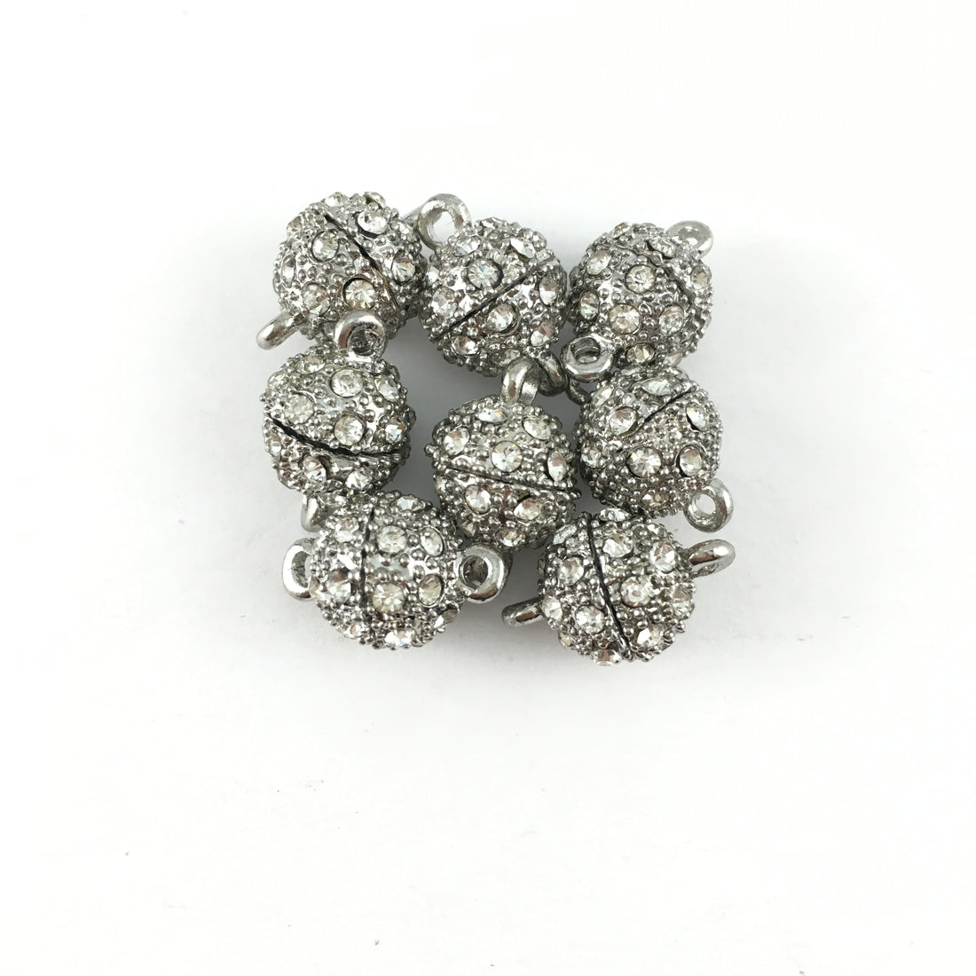10mm CZ Magnetic Jewelry Lock 2 Sets, Rhodium | Bellaire Wholesale