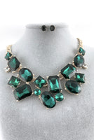 Elegant Crystal Necklace with Big Stones, Green | Bellaire Wholesale