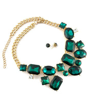 Elegant Crystal Necklace with Big Stones, Green | Bellaire Wholesale