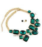 Elegant Crystal Necklace with Big Stones, Green | Bellaire Wholesale