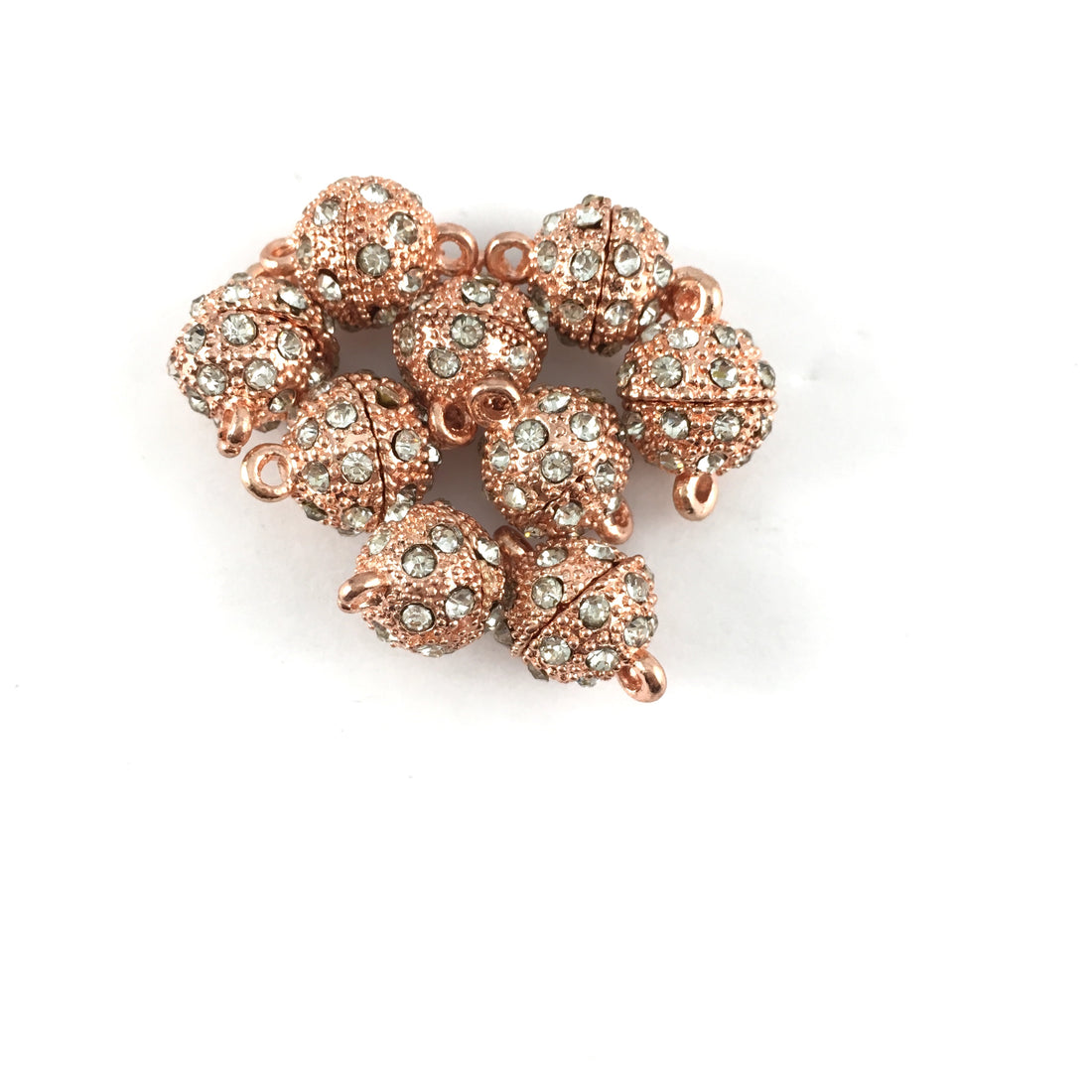 10mm CZ Magnet Lock 2 Sets, Rose Gold | Bellaire Wholesale