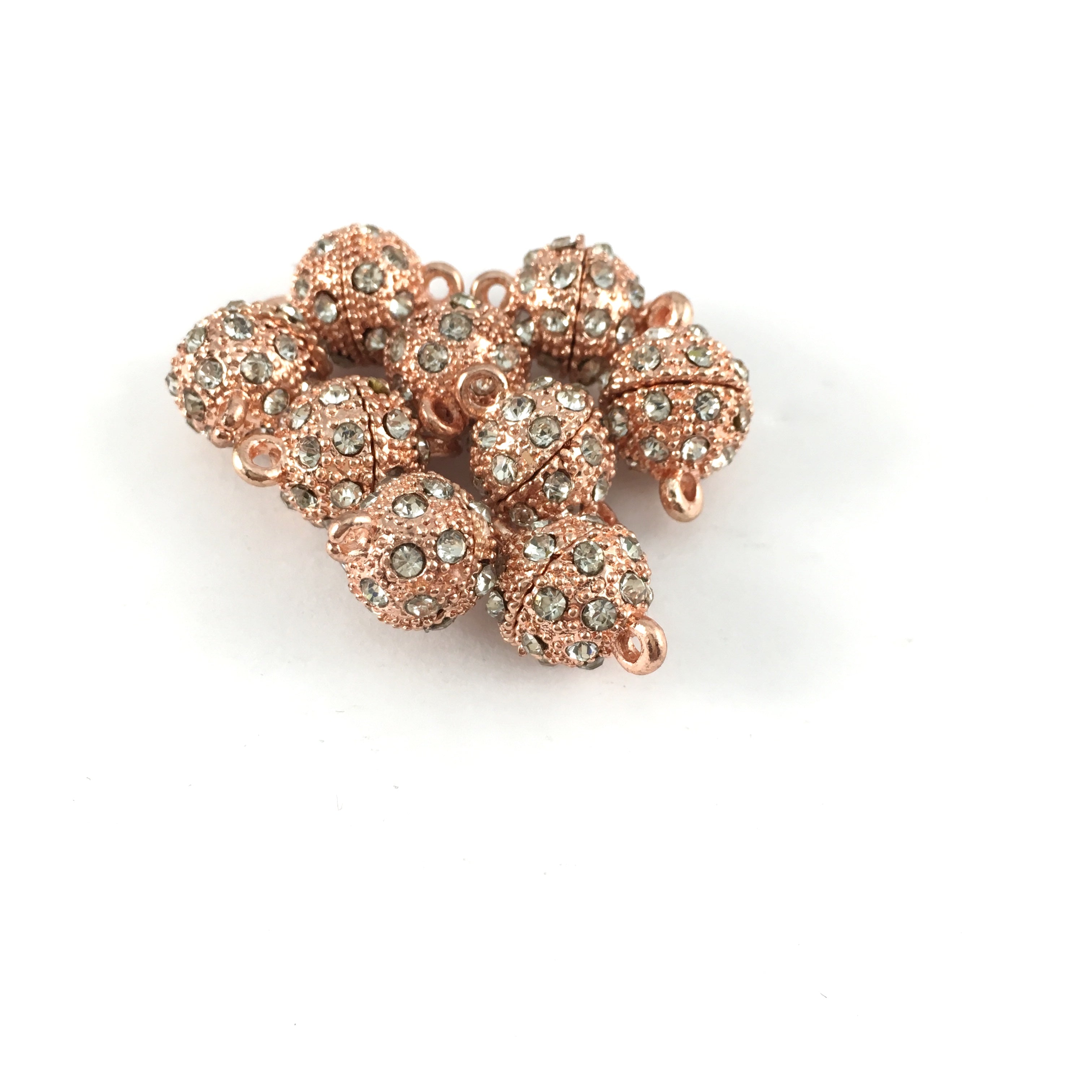 10mm CZ Magnet Lock 2 Sets, Rose Gold | Bellaire Wholesale