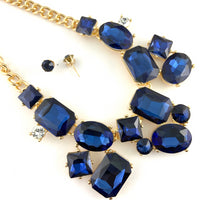 Elegant Crystal Necklace with Big Stones, Blue| Bellaire Wholesale