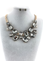 Elegant Crystal Necklace with Big Stones, Black | Bellaire Wholesale
