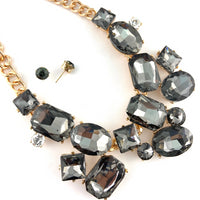 Elegant Crystal Necklace with Big Stones, Black | Bellaire Wholesale