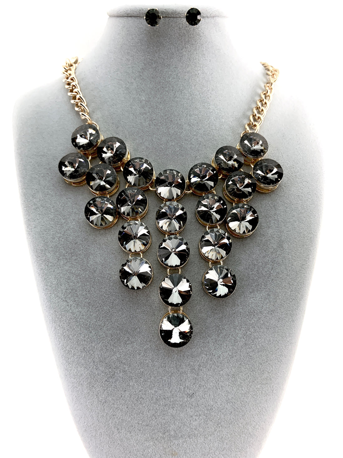 Elegant Crystal Necklace, Silver Night Stones| Bellaire Wholesale