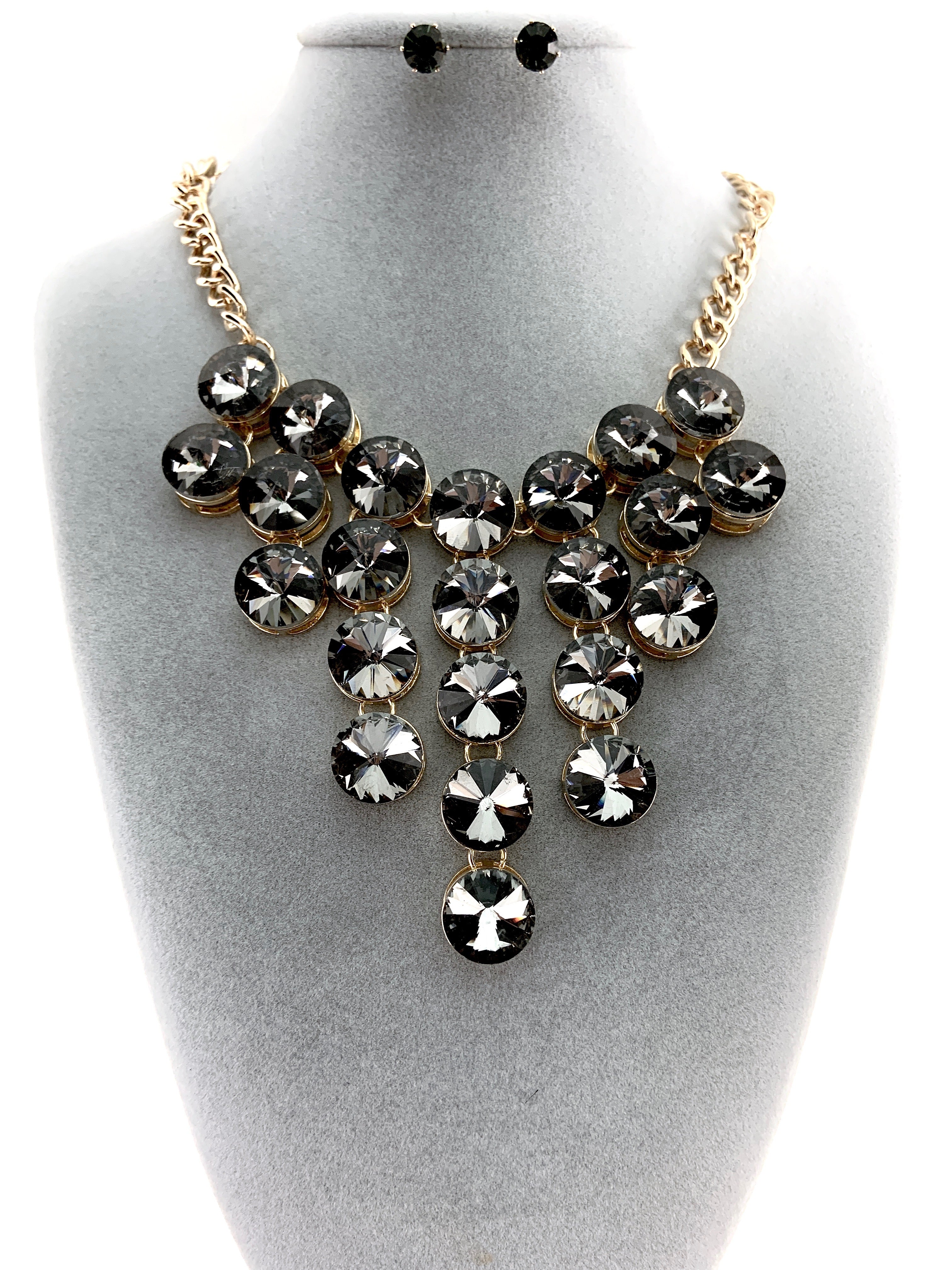 Elegant Crystal Necklace, Silver Night Stones| Bellaire Wholesale