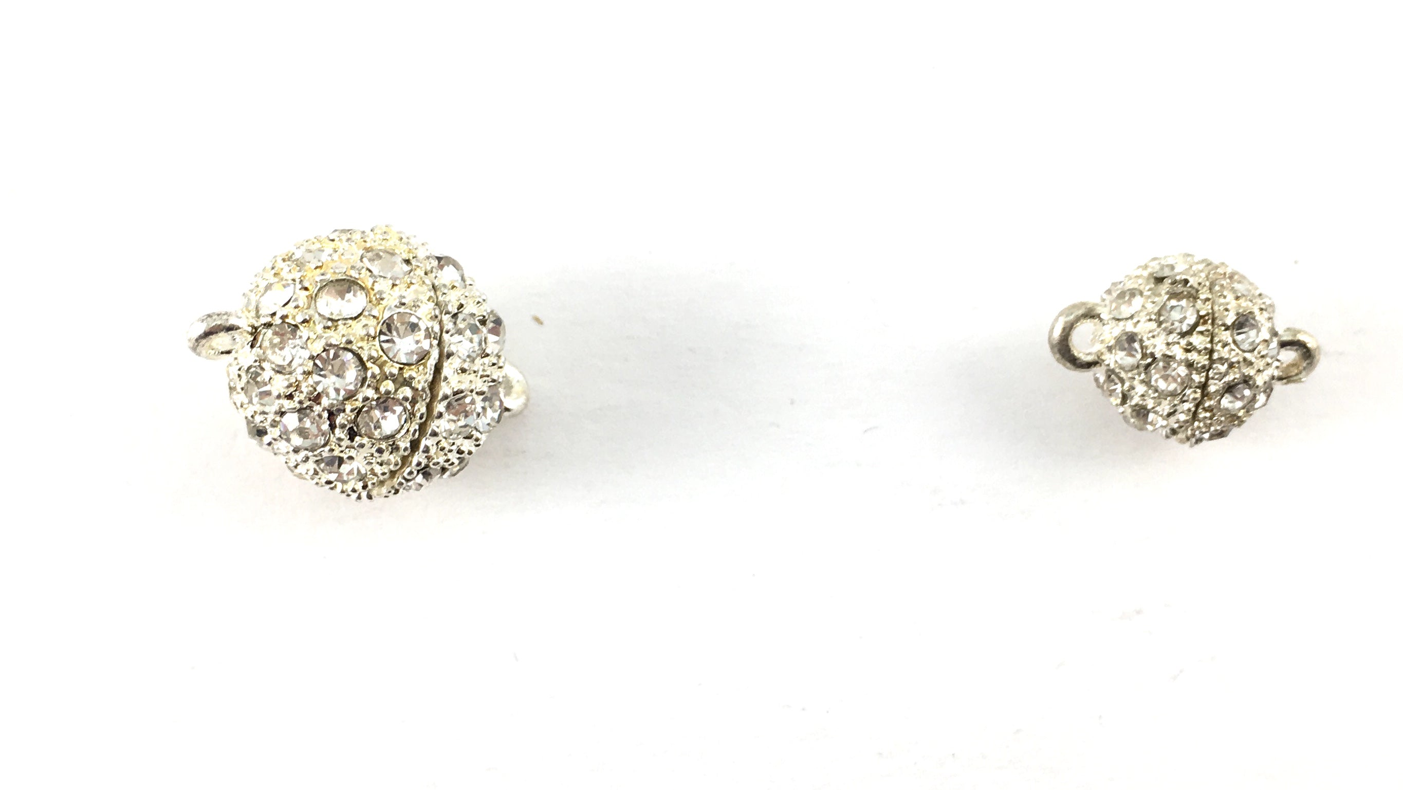 10mm CZ Magnet Lock 2 Sets, Silver | Bellaire Wholesale