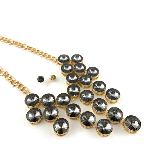 Elegant Crystal Necklace, Silver Night Stones| Bellaire Wholesale