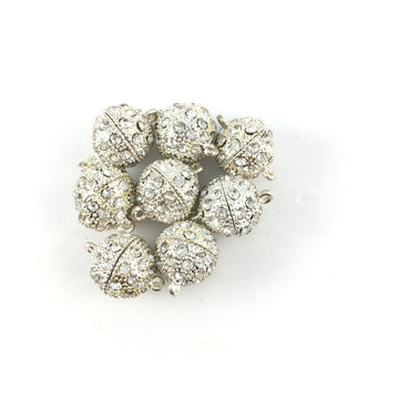 8mm CZ Magnet Lock 2 Sets, Silver | Bellaire Wholesale