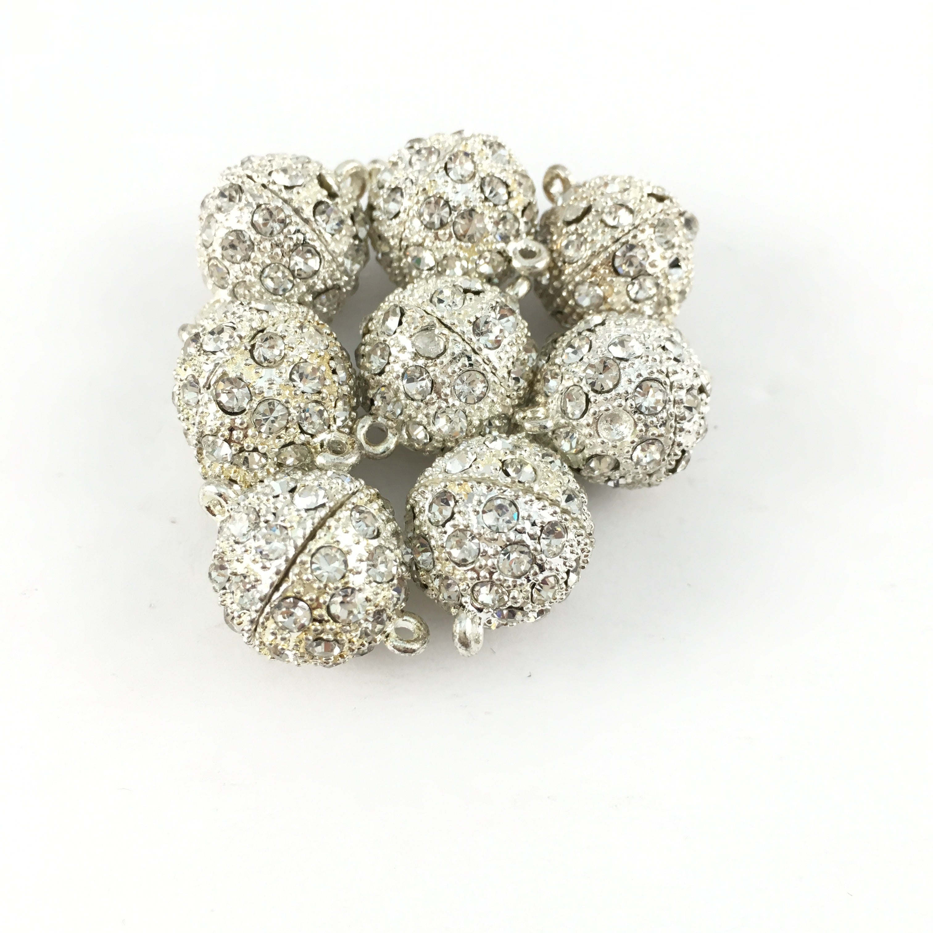 10mm CZ Magnet Lock 2 Sets, Silver | Bellaire Wholesale