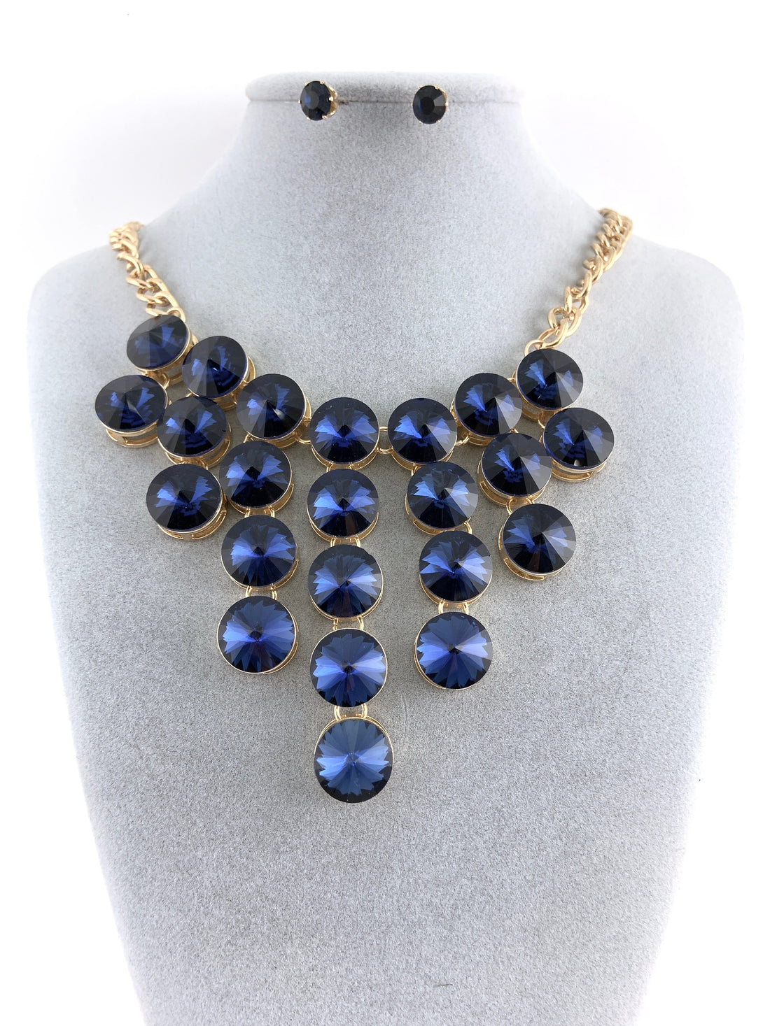 Elegant Crystal Necklace, Navy Blue Stones | Bellaire Wholesale