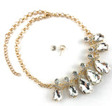 Elegant Teardrop Crystal Necklace, Clear Stones | BellaireWholesale