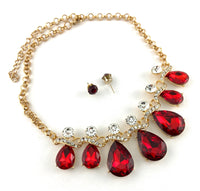 Elegant Teardrop Crystal Necklace, Burgundy Stone | Bellaire Wholesale