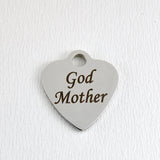 God Mother Heart Engraved Charm | Bellaire Wholesale