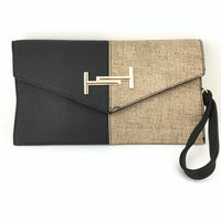 Tan and Black Clutch | Bellaire Wholesale