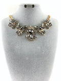 Elegant Floral Flower Crystal Necklace,SilverNight | BellaireWholesale