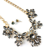 Elegant Floral Flower Crystal Necklace,SilverNight | BellaireWholesale