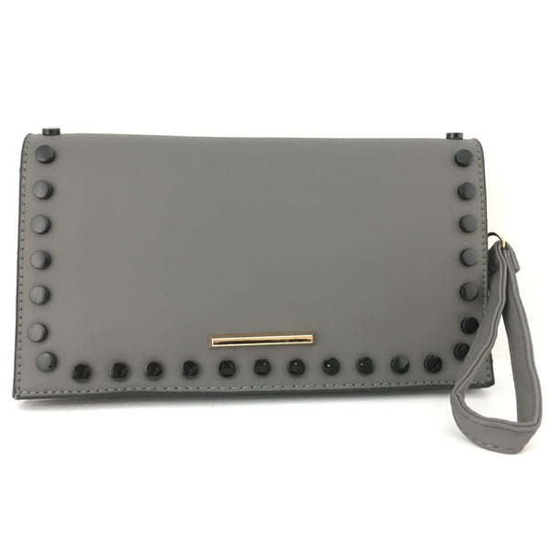 Grey Clutch with Black Button | Bellaire Wholesale