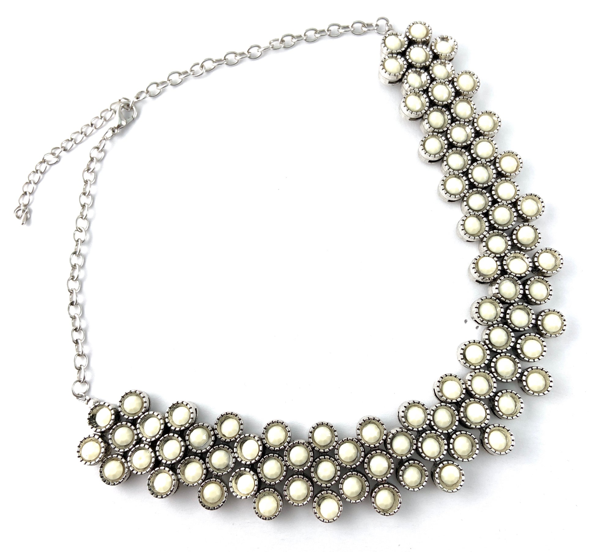 Silver Tone Ivory Stone Necklace | Bellaire Wholesale