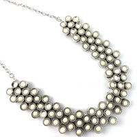 Silver Tone Ivory Stone Necklace | Bellaire Wholesale