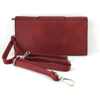 Burgundy Chain Detail Faux Leather Clutch | Bellaire Wholesale