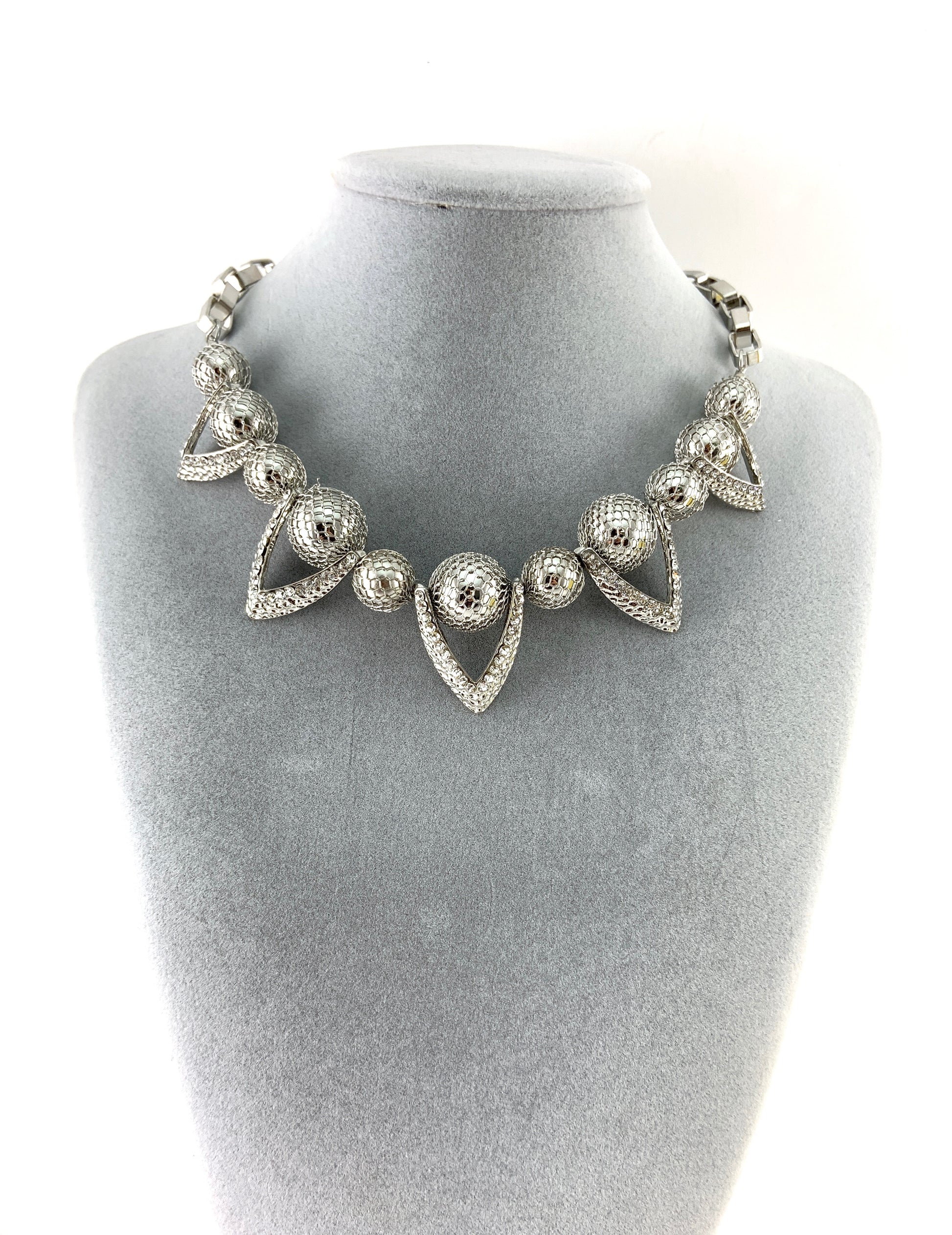 Filigree Ball Necklace with Crystals, Silver | Bellaire Wholesale