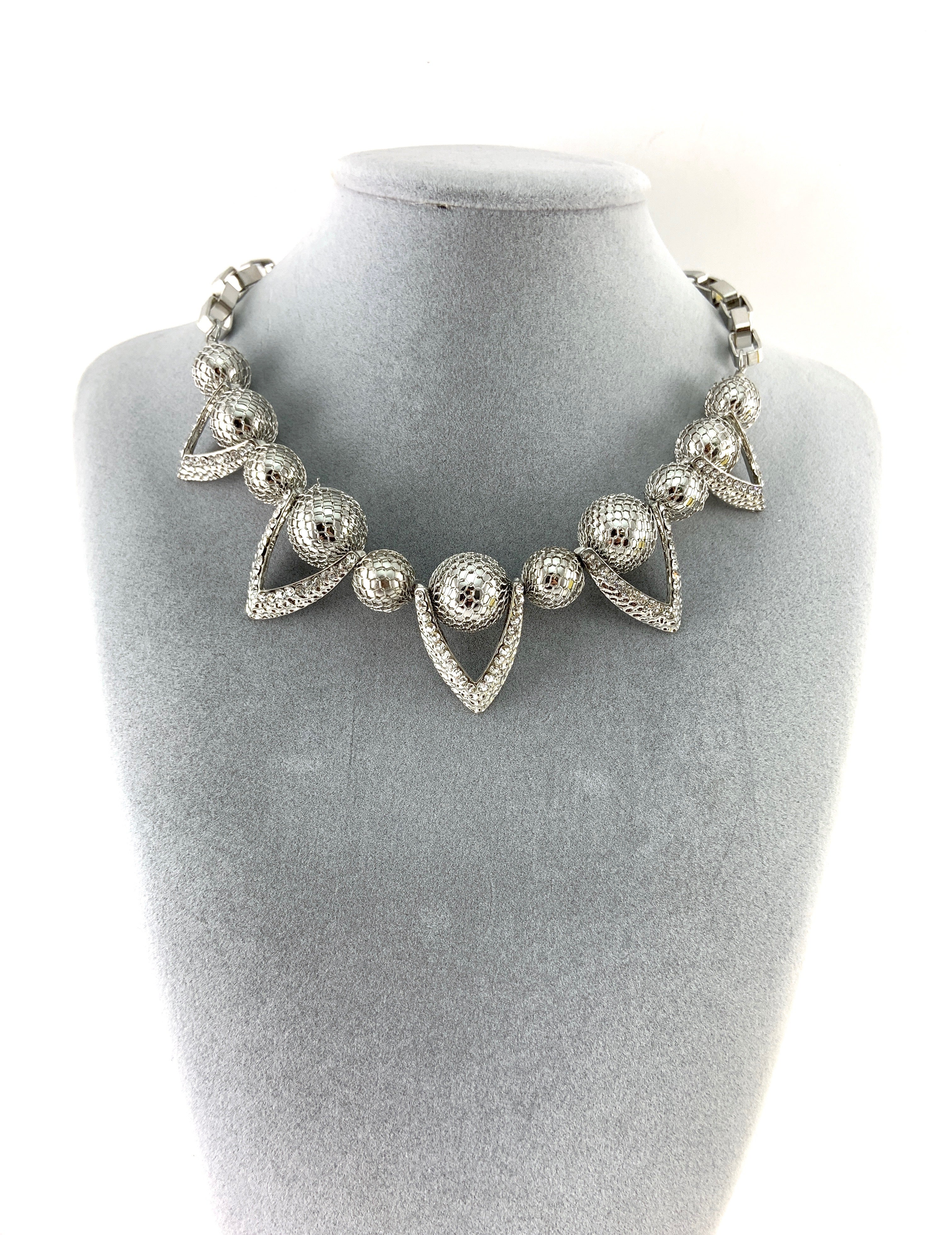 Filigree Ball Necklace with Crystals, Silver | Bellaire Wholesale