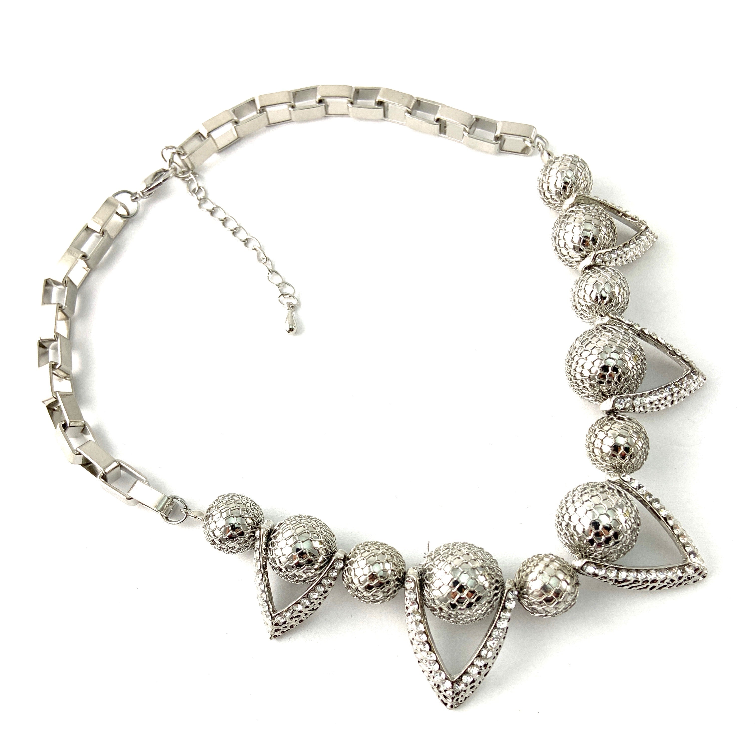 Filigree Ball Necklace with Crystals, Silver | Bellaire Wholesale