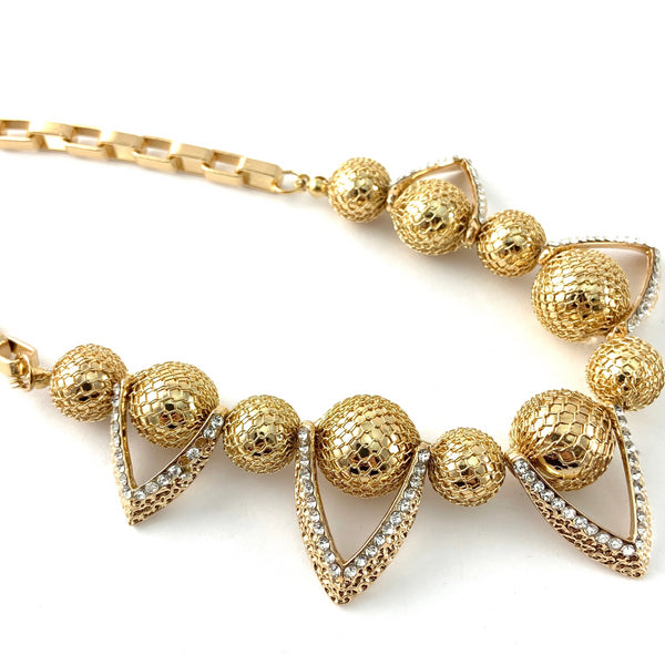 Filigree Ball Necklace with Crystals, Gold | Bellaire Wholesale