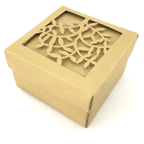 Square Laser Cut Beige Paper Gift Box | Bellaire Wholesale