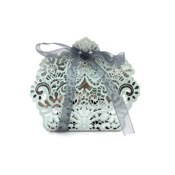 Baby Blue with Silver Laser Cut Paper Gift Box | Bellaire Wholesale
