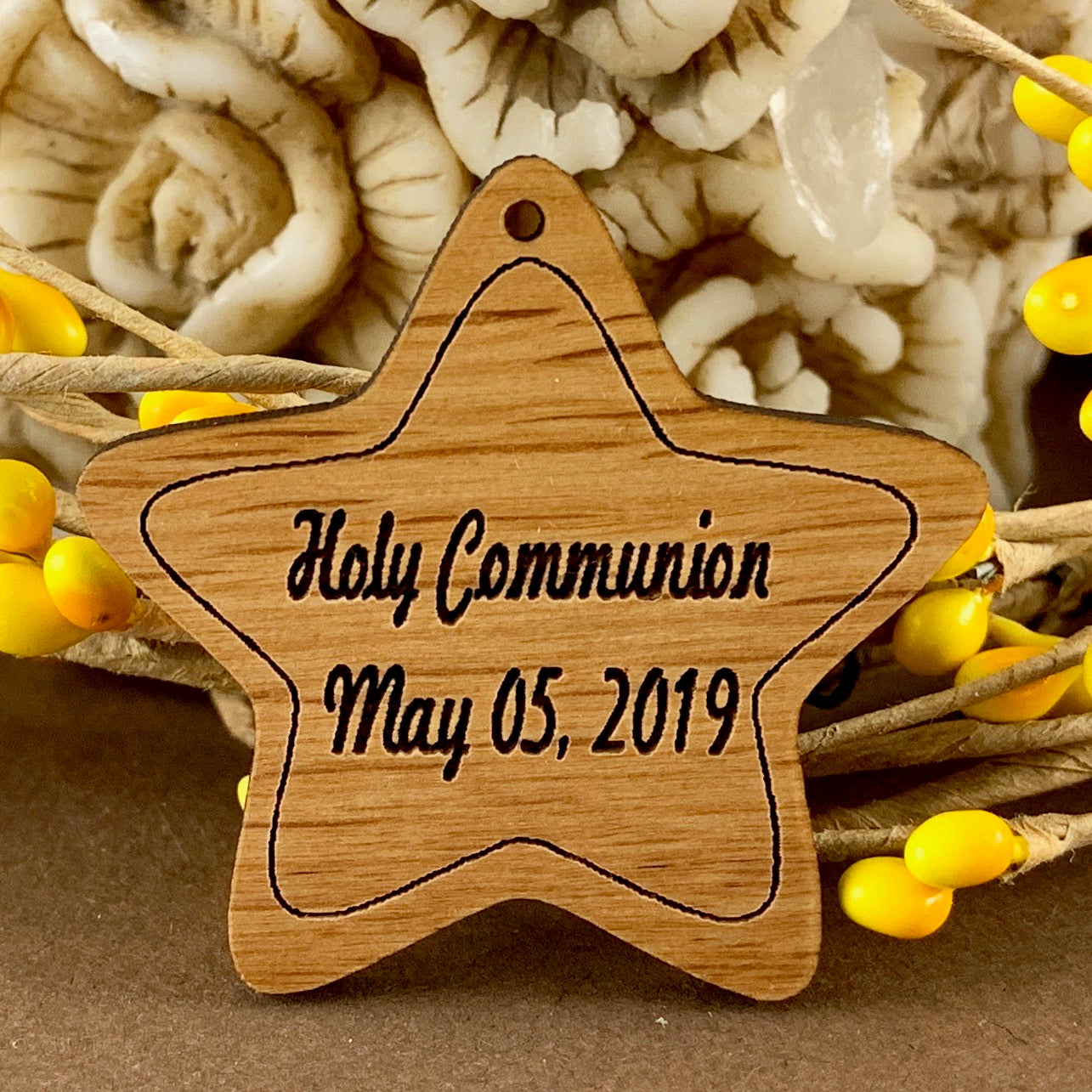 Star Shape Communion Personalized Tags, Wood Tag | Bellaire Wholesale