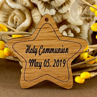 Star Wood Engraved Tags, Holy Communion | Bellaire Wholesale