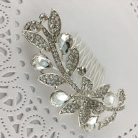 Silver Hair Comb, Crystal Flower, Bridal Hair Piece | Bellaire Wholesale