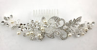 Silver Crystal and Pearl Hair Comb, Crystal Butterfly | Bellaire Wholesale