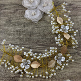 Gold Flexible Pearl Hair Vine, Bridal Hair Piece | Bellaire Wholesale