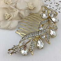 Gold Crystal Hair Comb, Bridal Hair Piece | Bellaire Wholesale