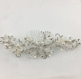 Silver Crystal and Pearl Flexible Hair Comb | Bellaire Wholesale