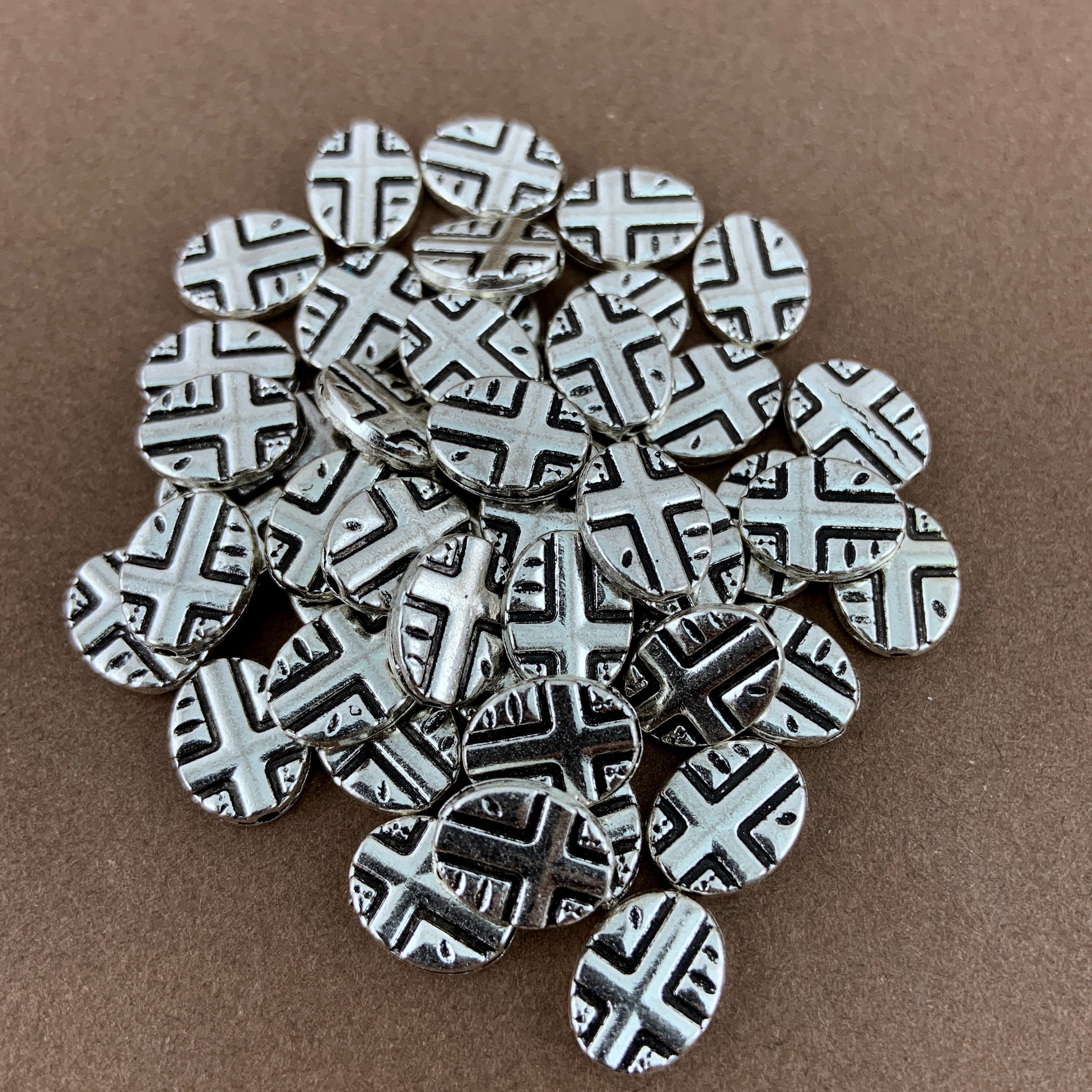 Cross Beads Oval Shape, Antique Silver Bead | Bellaire Wholesale