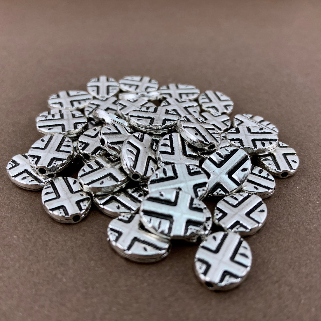 Cross Beads Oval Shape, Antique Silver Bead | Bellaire Wholesale