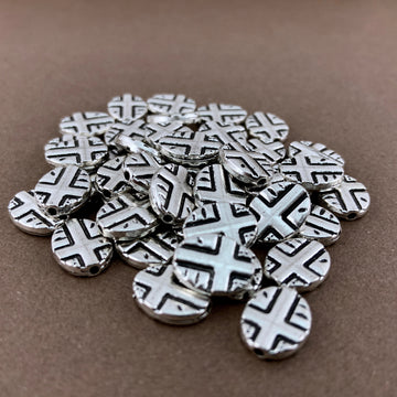 Cross Beads Oval Shape, Antique Silver Bead | Bellaire Wholesale