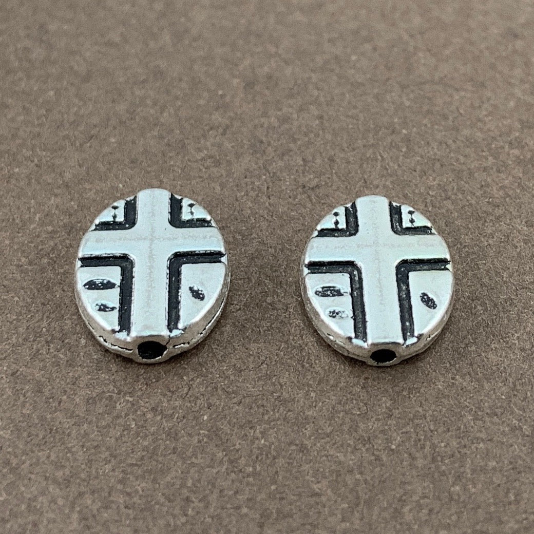 Cross Beads Oval Shape, Antique Silver Bead | Bellaire Wholesale