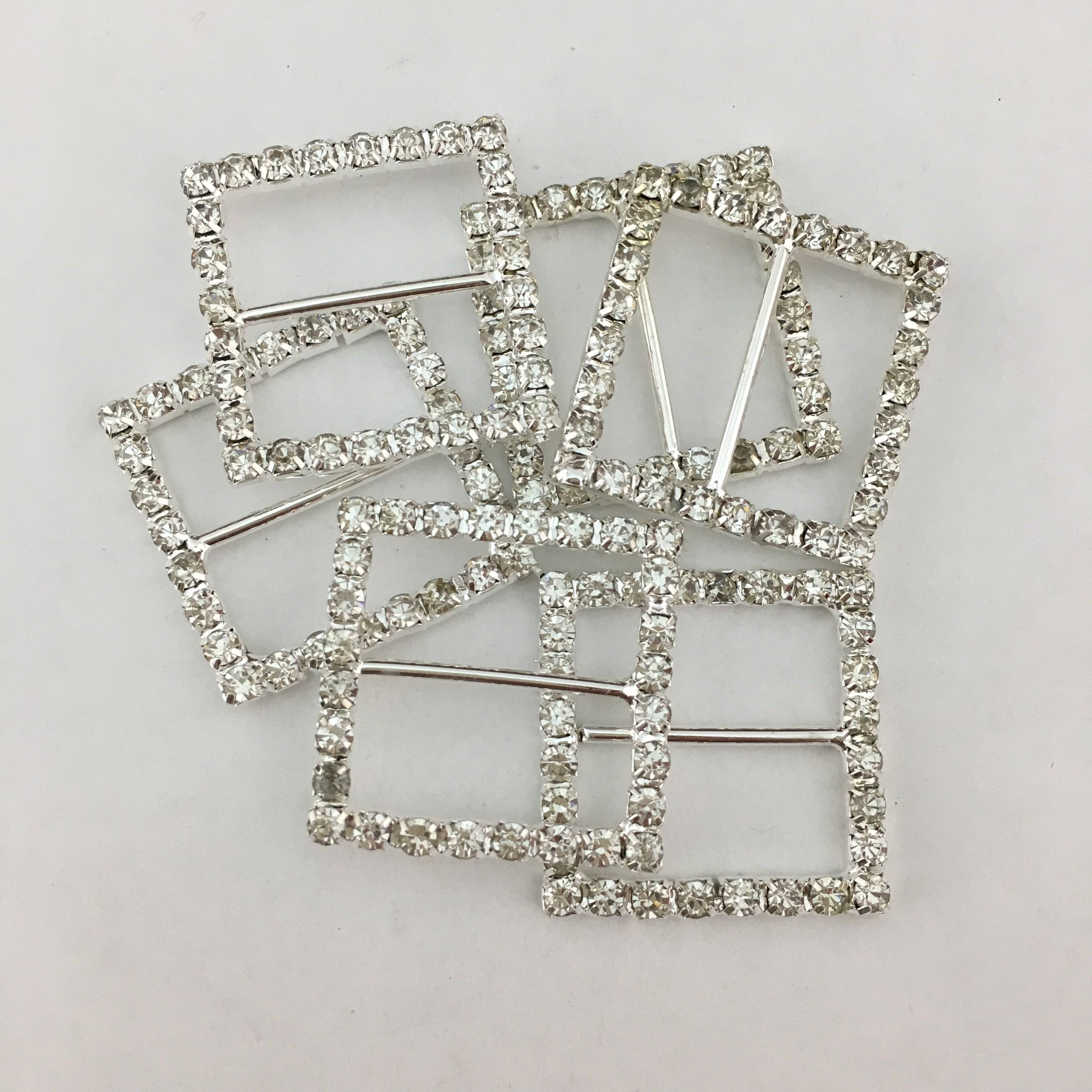 Silver Square Invitation Buckle Embellishments | Bellaire Wholesale